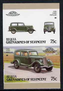 St Vincent - Bequia 1987 Cars #7 (Leaders of the World) 75c (1936 Ford Popular) imperf se-tenant proof pair in issued colours from limited printing unmounted mint*