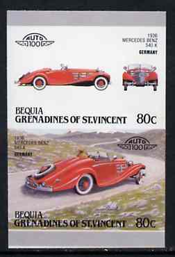St Vincent - Bequia 1987 Cars #7 (Leaders of the World) 80c (1936 Mercedes Benz) imperf se-tenant proof pair in issued colours from limited printing unmounted mint*