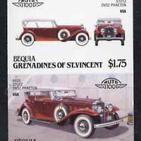St Vincent - Bequia 1987 Cars #7 (Leaders of the World) $1.75 (1933 Stutz DV32 Phaeton) imperf se-tenant proof pair in issued colours from limited printing unmounted mint*