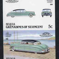 St Vincent - Bequia 1987 Cars #7 (Leaders of the World) 5c (1952 Hudson Hornet) imperf se-tenant proof pair in issued colours from limited printing unmounted mint*