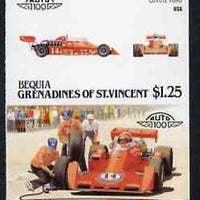 St Vincent - Bequia 1987 Cars #7 (Leaders of the World) $1.25 (1977 Coyote Ford) imperf se-tenant proof pair in issued colours from limited printing unmounted mint*