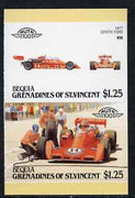St Vincent - Bequia 1987 Cars #7 (Leaders of the World) $1.25 (1977 Coyote Ford) imperf se-tenant proof pair in issued colours from limited printing unmounted mint*