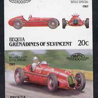 St Vincent - Bequia 1987 Cars #7 (Leaders of the World) 20c (1939 Maserati,8 CTF) imperf se-tenant proof pair in issued colours from limited printing unmounted mint*