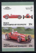 St Vincent - Bequia 1987 Cars #7 (Leaders of the World) 20c (1939 Maserati,8 CTF) imperf se-tenant proof pair in issued colours from limited printing unmounted mint*