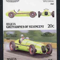 St Vincent - Bequia 1987 Cars #7 (Leaders of the World) 20c (1939 Maserati,8 CTF) imperf se-tenant pair with car in green instead of red, believed to be a special trial proof unmounted mint