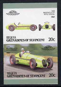 St Vincent - Bequia 1987 Cars #7 (Leaders of the World) 20c (1939 Maserati,8 CTF) imperf se-tenant pair with car in green instead of red, believed to be a special trial proof unmounted mint