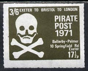 Cinderella - Great Britain 1971 Pirate Post (Exeter to Bristol to London) 17.5p-3s6d rouletted label in blackish-green depicting Skull & Cross-bones unmounted mint*