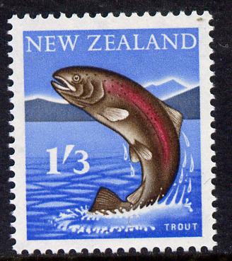 New Zealand 1960-66 Rainbow Trout 1s3d (from def set) unmounted mint, SG 792