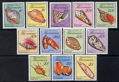Micronesia 1989 Sea Shells definitive set complete 12 values unmounted mint, SG 136-47