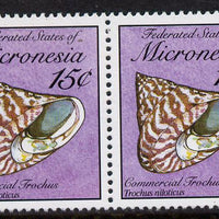Micronesia 1989 Sea Shells 15c definitive horizontal pair imperf on outer edges (ex booklet) unmounted mint, SG 138