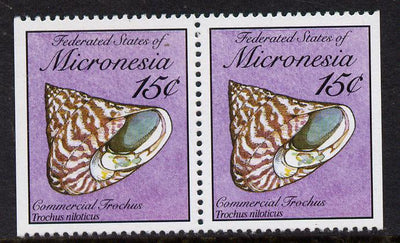 Micronesia 1989 Sea Shells 15c definitive horizontal pair imperf on outer edges (ex booklet) unmounted mint, SG 138
