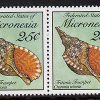 Micronesia 1989 Sea Shells 25c definitive horizontal pair imperf on outer edges (ex booklet) unmounted mint, SG 140