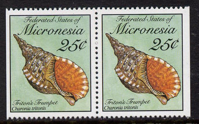 Micronesia 1989 Sea Shells 25c definitive horizontal pair imperf on outer edges (ex booklet) unmounted mint, SG 140
