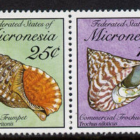 Micronesia 1989 Sea Shells 15c & 25c definitive se-tenant pair imperf on outer edges (ex booklet) unmounted mint, SG 138 & 140