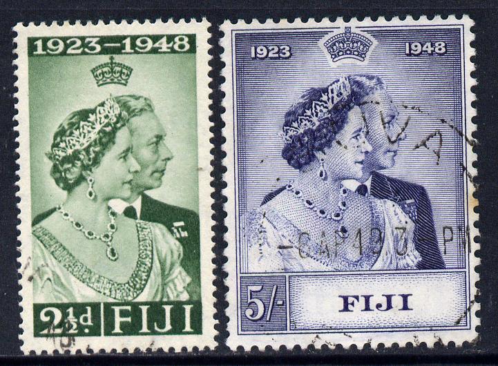 Fiji 1948 KG6 Royal Silver Wedding set of 2 cds used SG 270-1