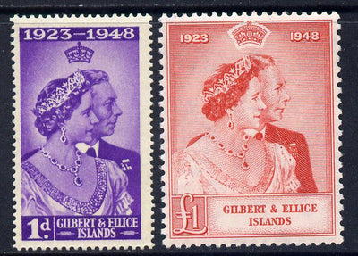 Gilbert & Ellice Islands 1949 KG6 Royal Silver Wedding set of 2 cds used SG 57-8