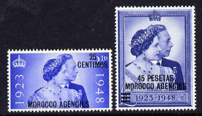 Morocco Agencies - Spanish 1948 KG6 Royal Silver Wedding perf set of 2 mounted mint, SG 176-7