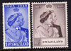Swaziland 1948 KG6 Royal Silver Wedding perf set of 2 mounted mint, SG 46-7