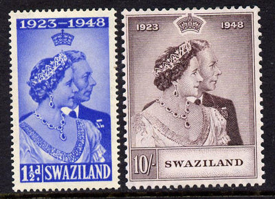 Swaziland 1948 KG6 Royal Silver Wedding perf set of 2 mounted mint, SG 46-7