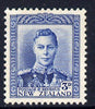 New Zealand 1938-44 KG6 3d blue unmounted mint, SG 609
