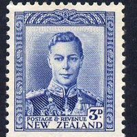New Zealand 1938-44 KG6 3d blue unmounted mint, SG 609