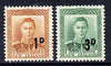 New Zealand 1952 KG6 surcharged set of 2 - 1d on 1/2d brown-orange & 3d on 1d green unmounted mint, SG 712-3