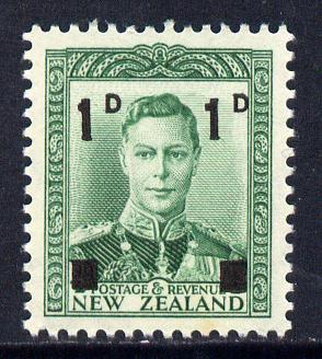 New Zealand 1941 KG6 surcharged 1d on 1/2d green unmounted mint, SG 628
