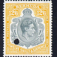 Bermuda 1938-53 KG6 12s6d P13 fiscally used with punch hole - without gum or any postal markings