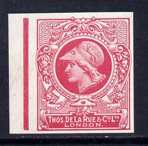 Cinderella - Great Britain 1911 De La Rue undenominated imperf Minerva Head dummy stamp in cerise with solid background unmounted mint