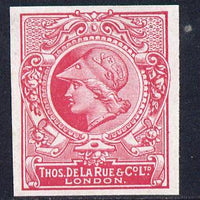 Cinderella - Great Britain 1911 De La Rue undenominated imperf Minerva Head dummy stamp in cerise with part shaded background unmounted mint