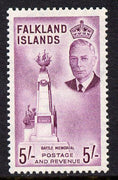 Falkland Islands 1952 KG6 Battle Memorial 5s lightly mounted mint, SG183