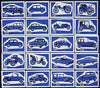 Match Box Labels - complete set of 20 Cars (blue on white) superb unused condition (Yugoslavian Drava series)