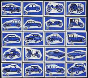 Match Box Labels - complete set of 20 Cars (blue on white) superb unused condition (Yugoslavian Drava series)