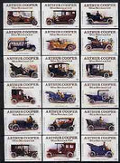 Match Box Labels - complete set of 18 Vintage Cars, superb unused condition (Cornish Match Co for Arthur Cooper)