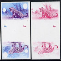 Belize 1983 WWF - Jaguar 5c & 10c in imperf se-tenant tete-beche gutter pair - the set of 4 imperf progressive proofs comprising various single & multiple combination composites, extremely rare unmounted mint (SG 756-7)
