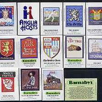Match Box Labels - complete set of 14 Inn Signs, superb unused condition (Cornish Match Co for Anglia Barnaby)