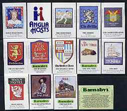 Match Box Labels - complete set of 14 Inn Signs, superb unused condition (Cornish Match Co for Anglia Barnaby)