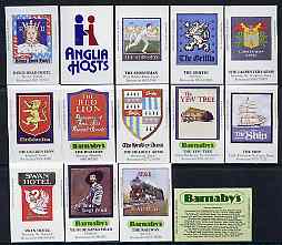 Match Box Labels - complete set of 14 Inn Signs, superb unused condition (Cornish Match Co for Anglia Barnaby)