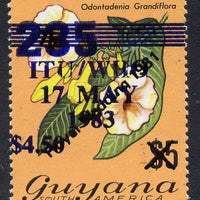 Guyana 1983 World Telecommunications & Health Day $4.50 on 235 on $5 Royal Wedding stamp unmounted mint SG 1095a