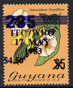 Guyana 1983 World Telecommunications & Health Day $4.50 on 235 on $5 Royal Wedding stamp unmounted mint SG 1095a