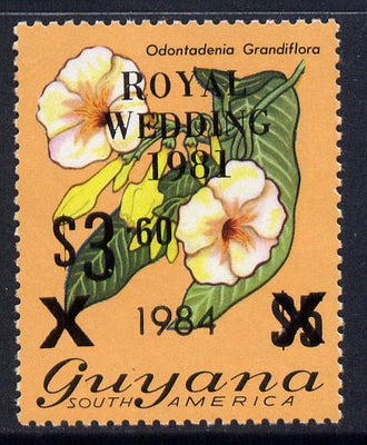 Guyana 1984 Surcharged $3.60 on $5 (black surch) on Royal Wedding overprint unmounted mint, SG 1353