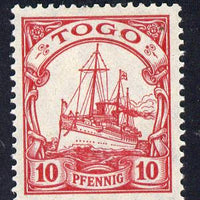 Togo 1900 Yacht 10pf carmine no watermark unmounted mint SG,G9