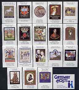 Match Box Labels - complete set of 18+1 Inn Signs, superb unused condition (Cornish Match Co for Gateway Hosts)