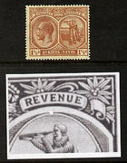 St Kitts-Nevis 1921-29 KG5 Script CA Columbus 1.5d red-brown single mounted with broken frame above Columbus's Head (R4-5) SG 40a