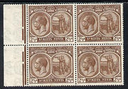 St Kitts-Nevis 1921-29 KG5 Script CA Columbus 2.5d brown marginal block of 4, unmounted mint SG 43