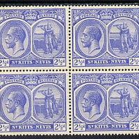 St Kitts-Nevis 1921-29 KG5 Script CA Columbus 2.5d ultramarine block of 4 unmounted mint SG 44