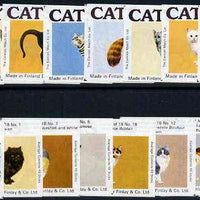 Match Box Labels - complete set of 18 Cats, superb unused condition (Cornish Match Co for Finlays)