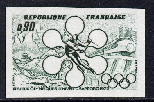 France 1972 Winter Olympic Games 90c imperf colour trial in green unmounted mint as SG 1949