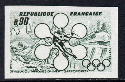 France 1972 Winter Olympic Games 90c imperf colour trial in green unmounted mint as SG 1949