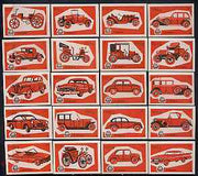 Match Box Labels - complete set of 20 Cars (red on pink) superb unused condition (Yugoslavian Drava series)